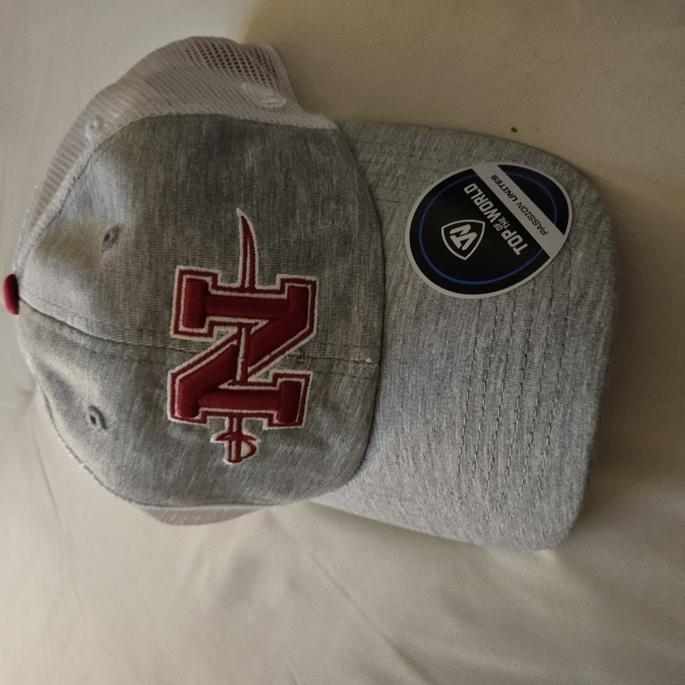 Gray and Red Top of the World Cap